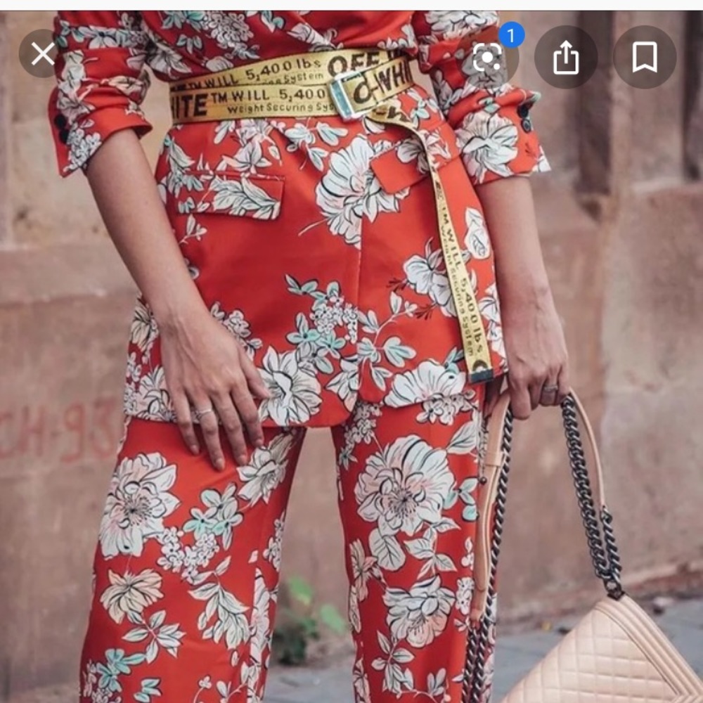 ZARA Red floral blazer and pants